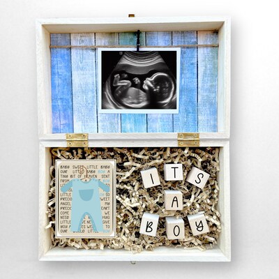 Baby Gender Reveal Gift Box Engraved Personalized Keepsake Baby Shower It's Boy or Girl Surprise Parents To Be Gift for Grandparents - image4